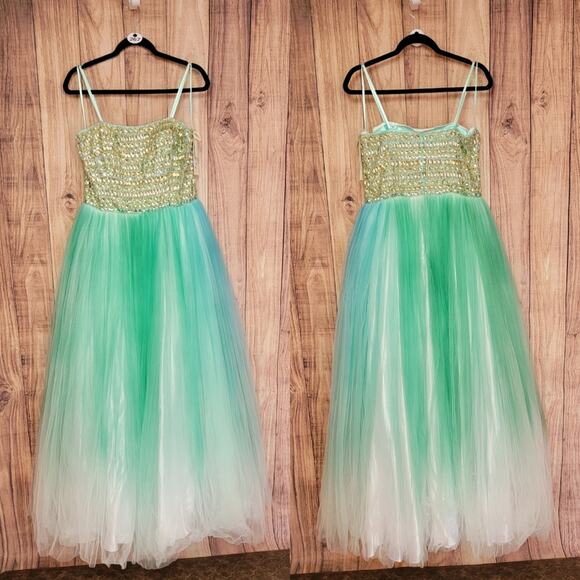 NWT Angela & Alison Mint Green Ombre Strapless Gown, Style # 41059, Sz 16 - Picture 2 of 10